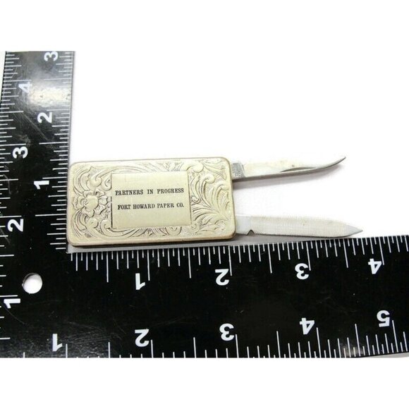 Partners Progress Fort Howard Paper Co Knife File Money Clip Stainless Steel Vtg - Picture 6 of 12